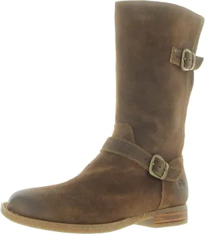 BORN Womens DELANO Buckle Nubuck Mid-Calf Boots