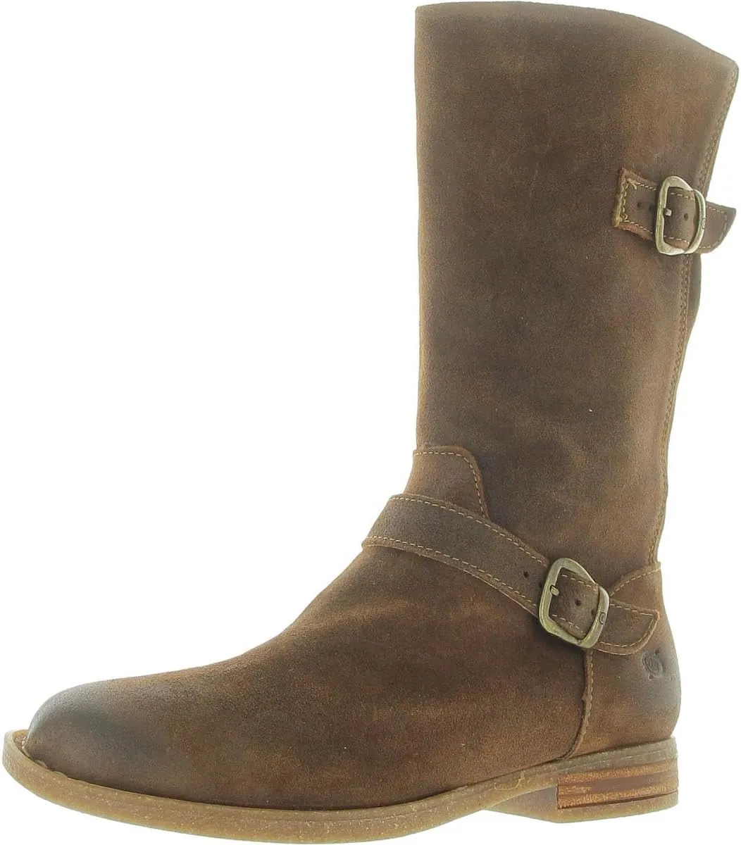 BORN Womens DELANO Buckle Nubuck Mid-Calf Boots
