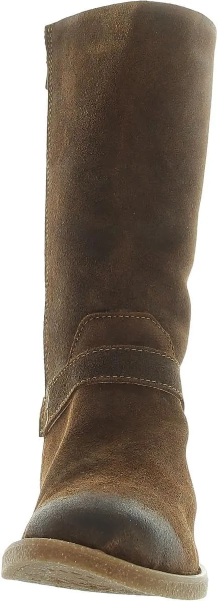 BORN Womens DELANO Buckle Nubuck Mid-Calf Boots