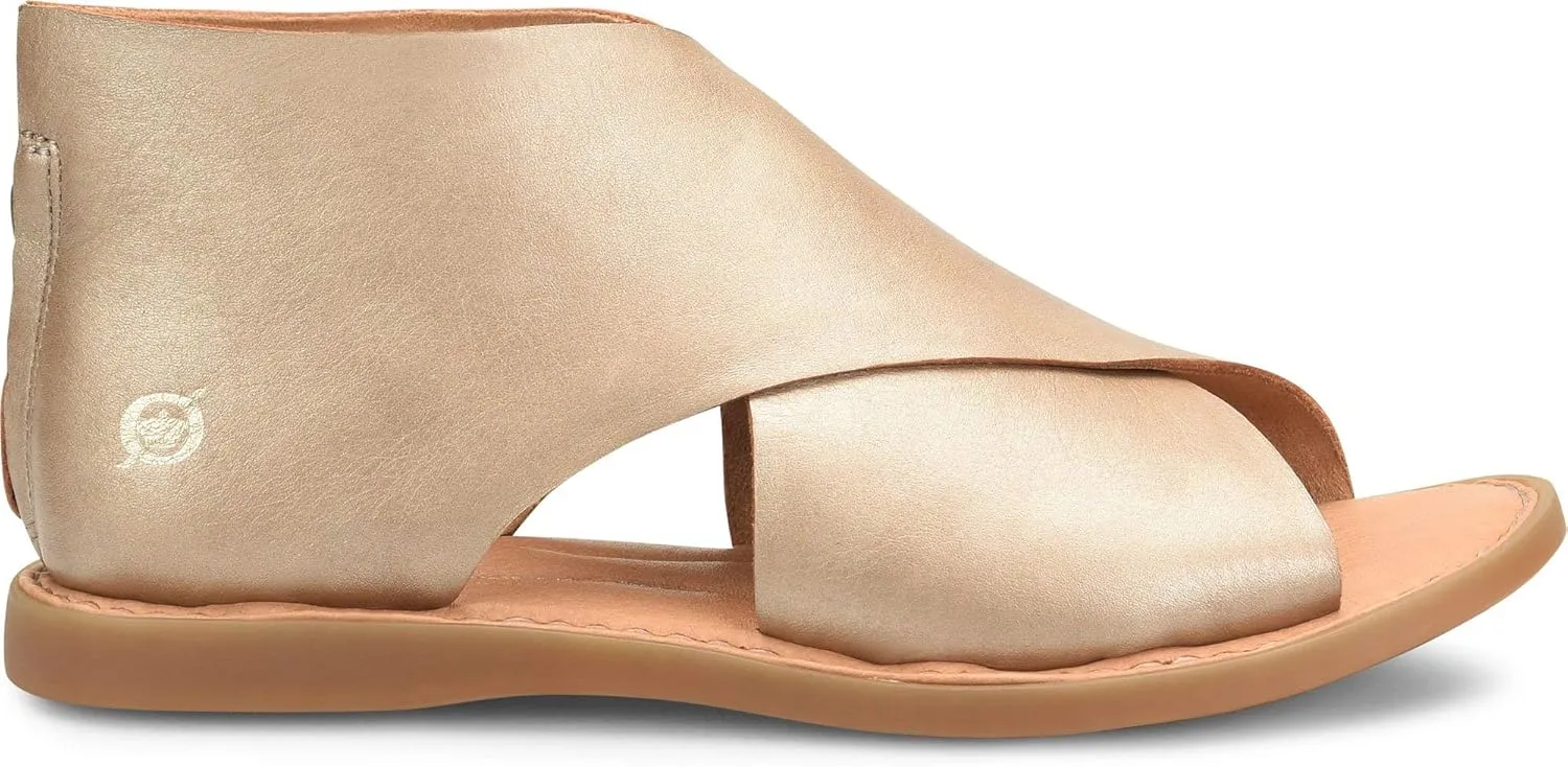 BORN Womens Iwa Zipper Leather Flatform Sandals Gold 6 Medium (B,M)