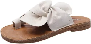 Bowknot Toe Ring Flat Slides for Women Casual Sandals Beach Shoes Boho Slippers Summer Slippers