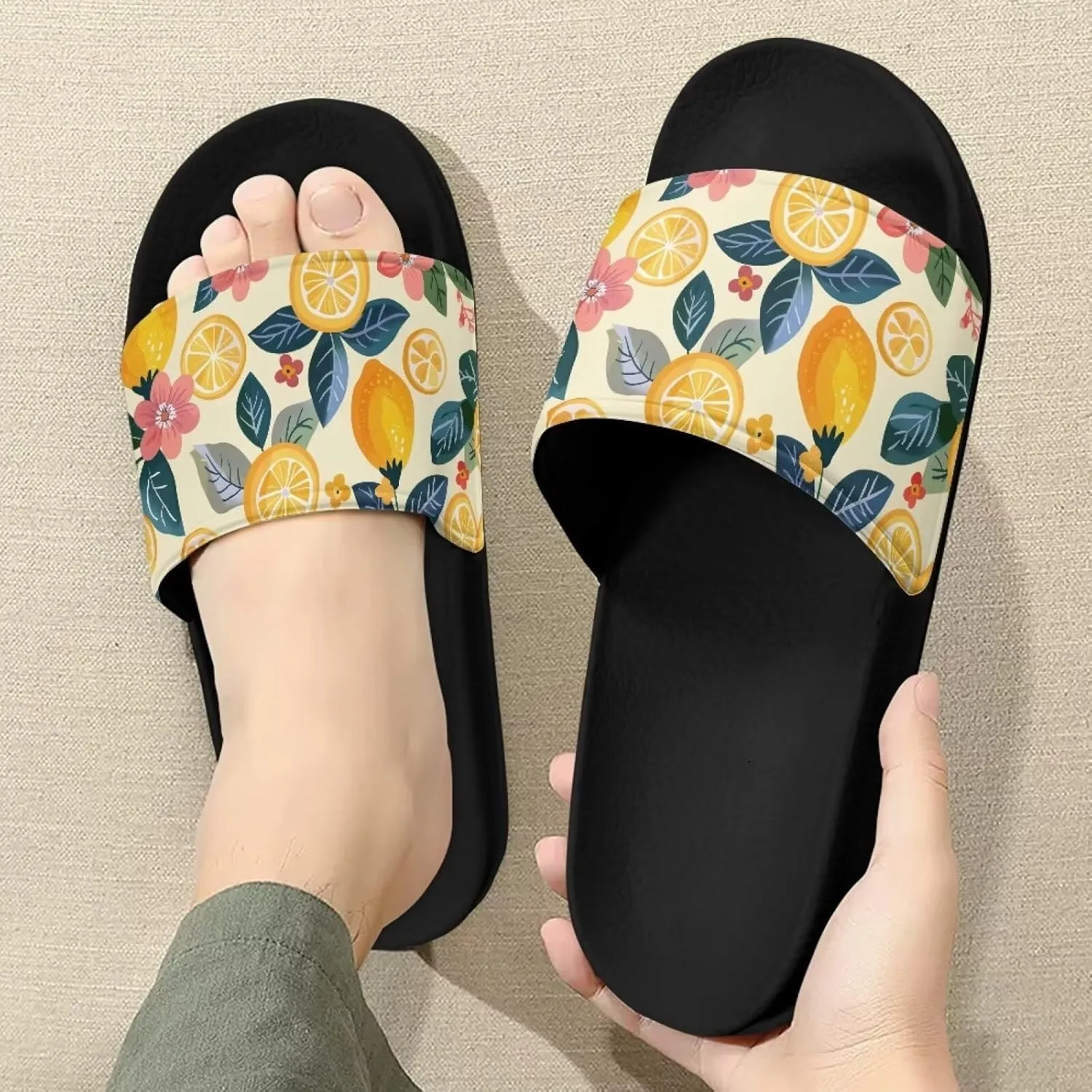 Casual Non-slip Slide Sandals for Women Men Open Toe House Sole Slipper Flat Lightweight Slipper for Bathroom Beach