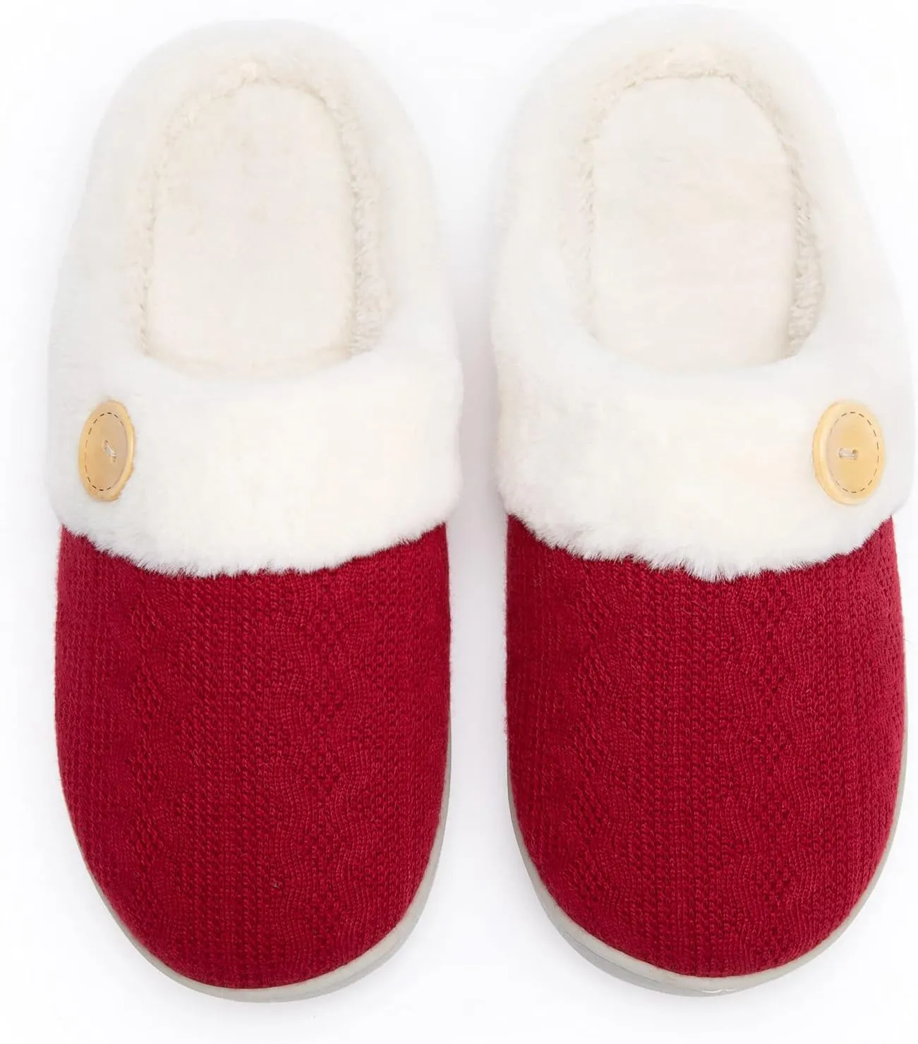 Chantomoo Womens Slipper Warm Comfy Memory Foam House Slippers Knitted Shoes Faux Fur Lined Anti-Skid Rubber Sole Bedroom Cozy Indoor Outdoor Slippers