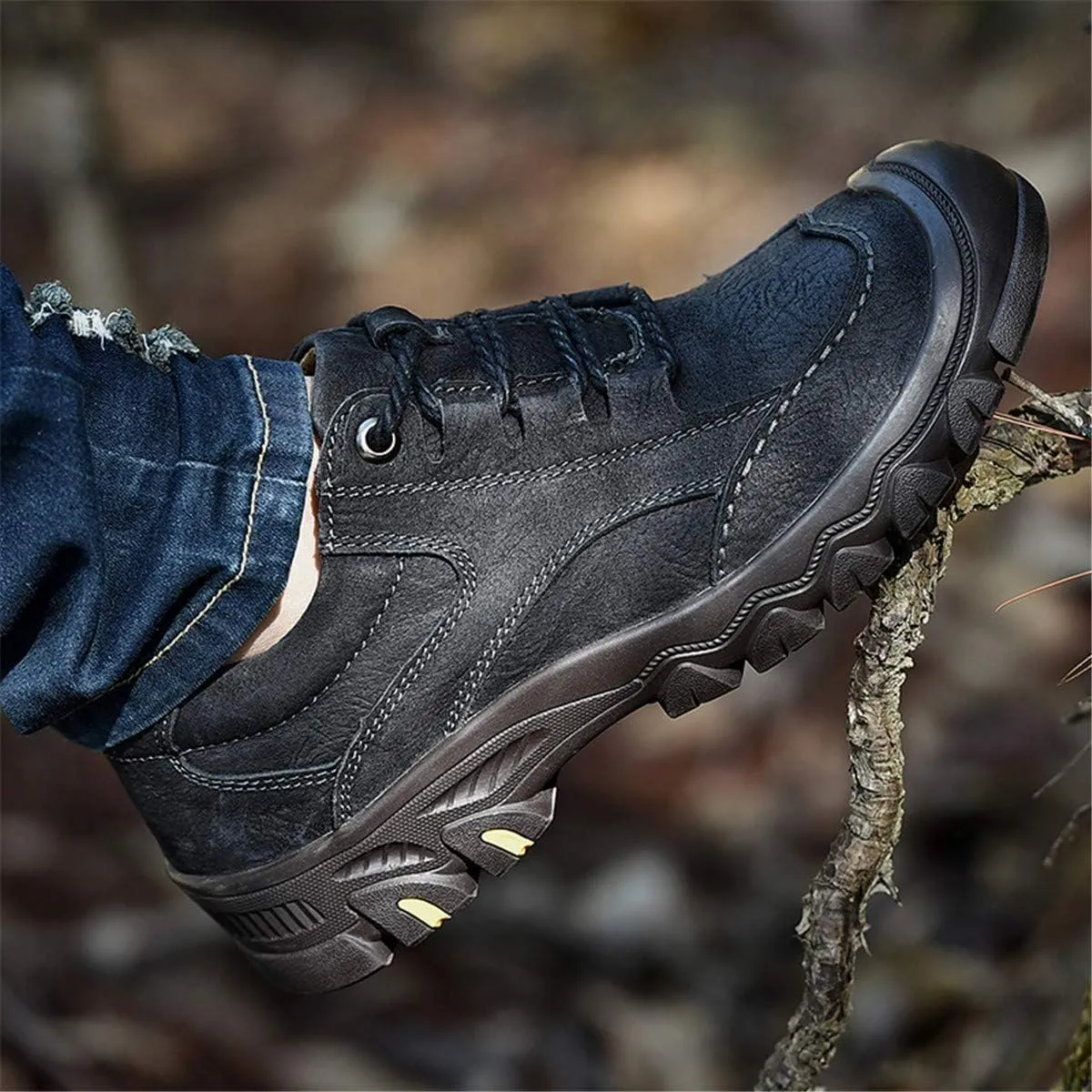 ChicWind Men's Lace Up Outdoor Waterproof Leather Hiking Sneakers