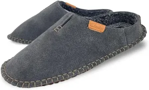 Clarks Mens Open Back Suede Leather Slipper With Heavy Stitching - Plush Sherpa Lining Indoor Outdoor House Slippers For Men M US
