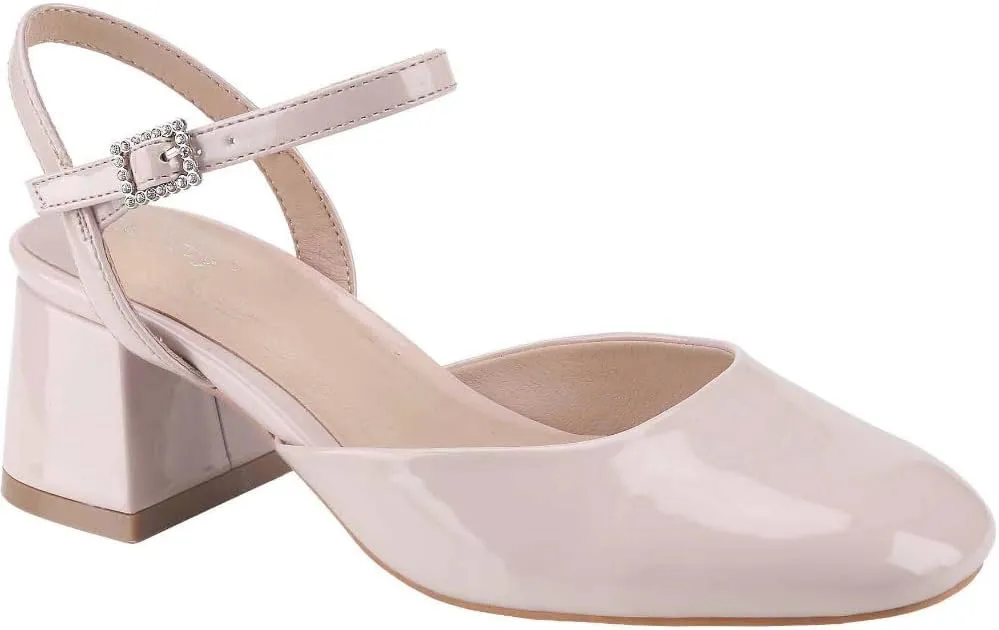 CLOVERLAY Women's Fashionable Ankle Strap Chunky Block Heel Pumps Low Heel Closed Toe Slingback Dress Shoes Spring Summer Vacation Spring Break Easter