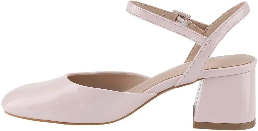 CLOVERLAY Women's Fashionable Ankle Strap Chunky Block Heel Pumps Low Heel Closed Toe Slingback Dress Shoes Spring Summer Vacation Spring Break Easter