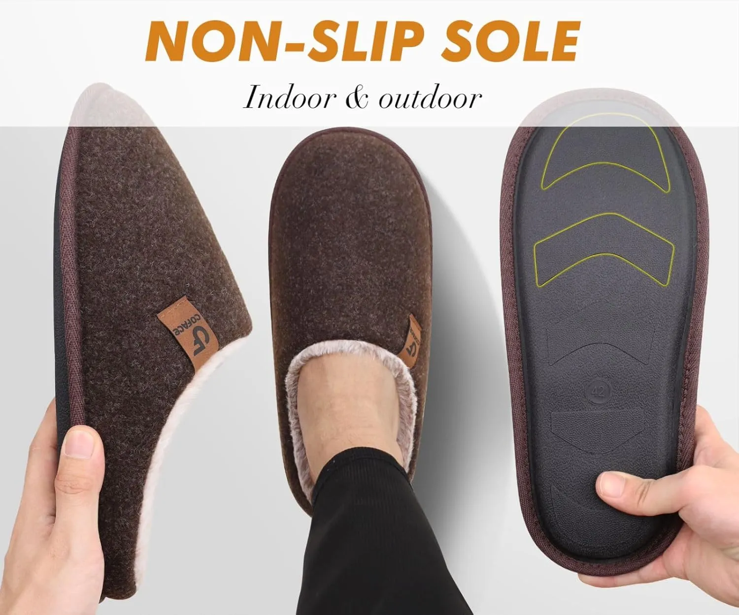 COFACE Unisex Mens Womens Cozy Memory Foam Scuff Slippers Casual Slip On Warm House Shoes Indoor/Outdoor Sandal Slippers With Arch Support Rubber Sole Size 4-15