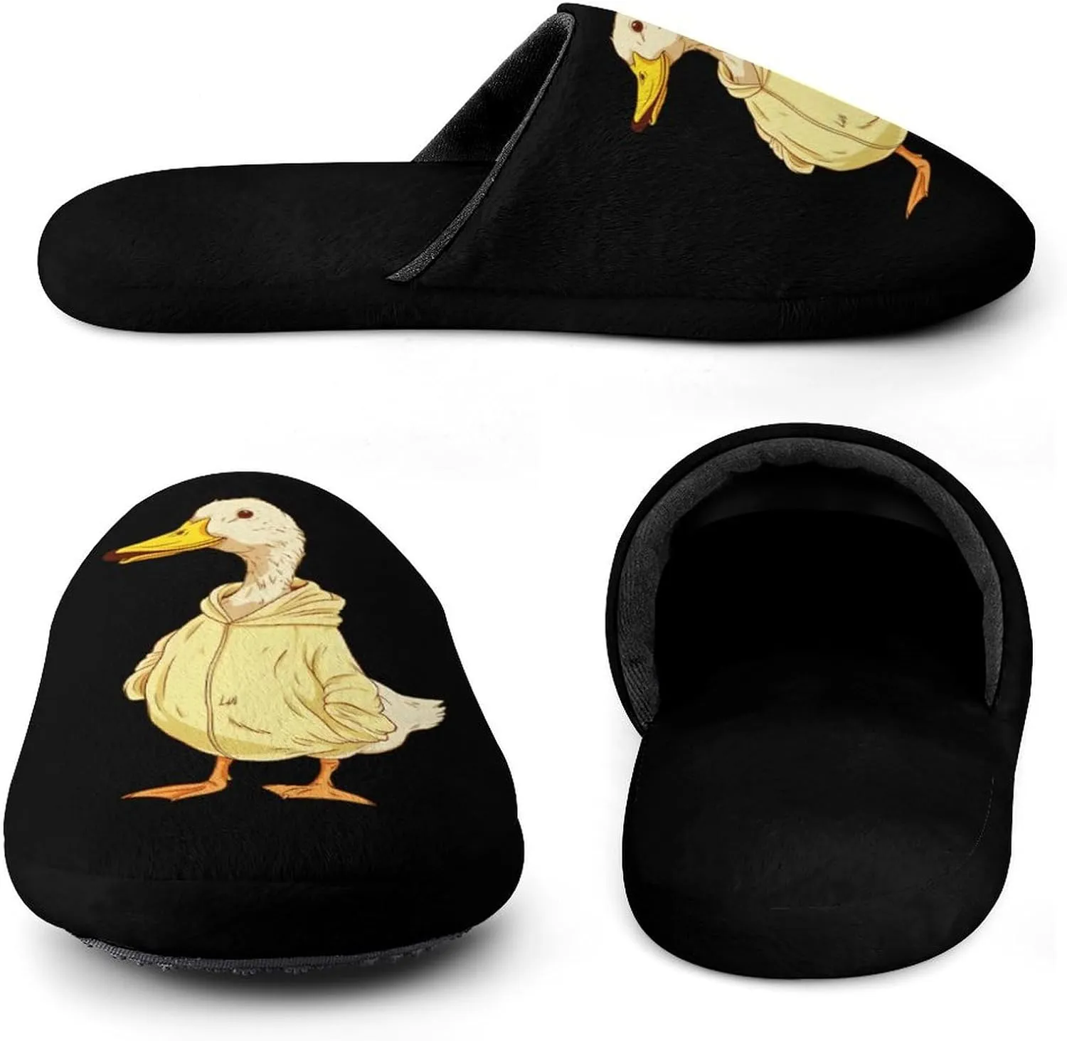 Cool Duck In Sweatshirt Flannel Cotton Slippers Anti-Skid Indoor Outdoor Slippers Closed Toe Slip-on House Shoes