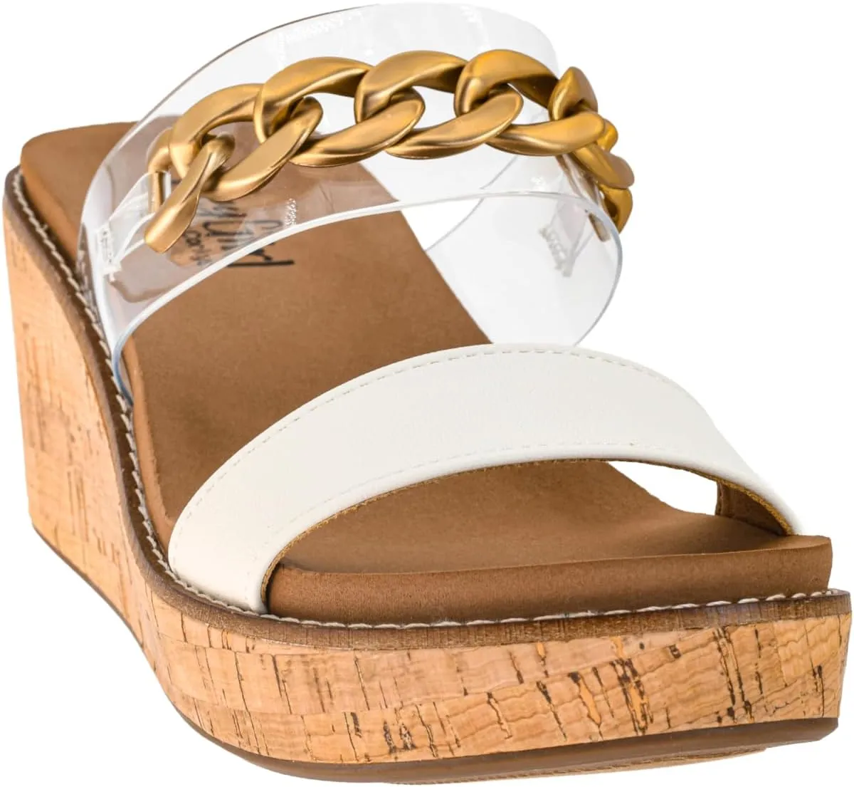 Corkys Footwear Womens Nightcap Wedges With A 2.5 Inch Heel, Corkys Signature Soft Memory Foam EVA Insoles For All Day Wear, A Slip-on Design, And Two Straps With A Chunky Chain, Perfect For A Night On The Town