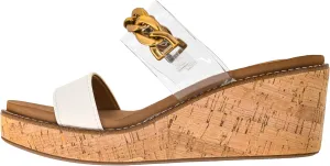 Corkys Footwear Womens Nightcap Wedges With A 2.5 Inch Heel, Corkys Signature Soft Memory Foam EVA Insoles For All Day Wear, A Slip-on Design, And Two Straps With A Chunky Chain, Perfect For A Night On The Town
