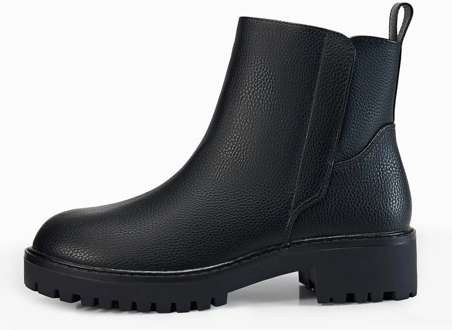 Coutgo Womens Low Heel Chelsea Ankle Boots Platform Lug Sole Booties Pull On Fall Short Boot Shoes
