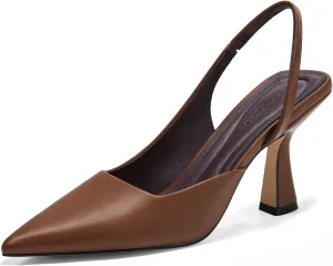 Coutgo Womens Slingback Stiletto High Heels Closed Pointed Toe Pumps D’Orsay Sexy Office Dress Shoes