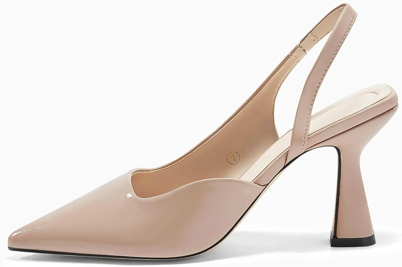 Coutgo Womens Slingback Stiletto High Heels Closed Pointed Toe Pumps D’Orsay Sexy Office Dress Shoes