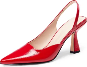 Coutgo Womens Slingback Stiletto High Heels Closed Pointed Toe Pumps D’Orsay Sexy Office Dress Shoes