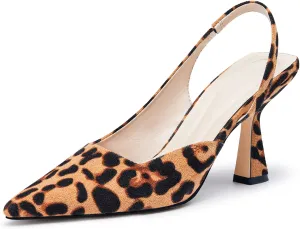 Coutgo Womens Slingback Stiletto High Heels Closed Pointed Toe Pumps D’Orsay Sexy Office Dress Shoes