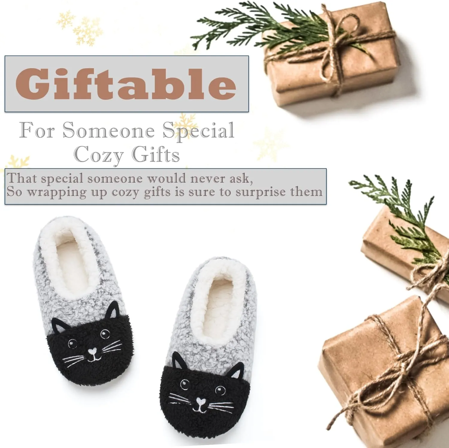Cozylook Cute Animal House Slippers - Fuzzy Warm Bedroom Slipper Socks Non-Slip Grippers with Funny Face Designs, Fun Christmas Gifts Unique