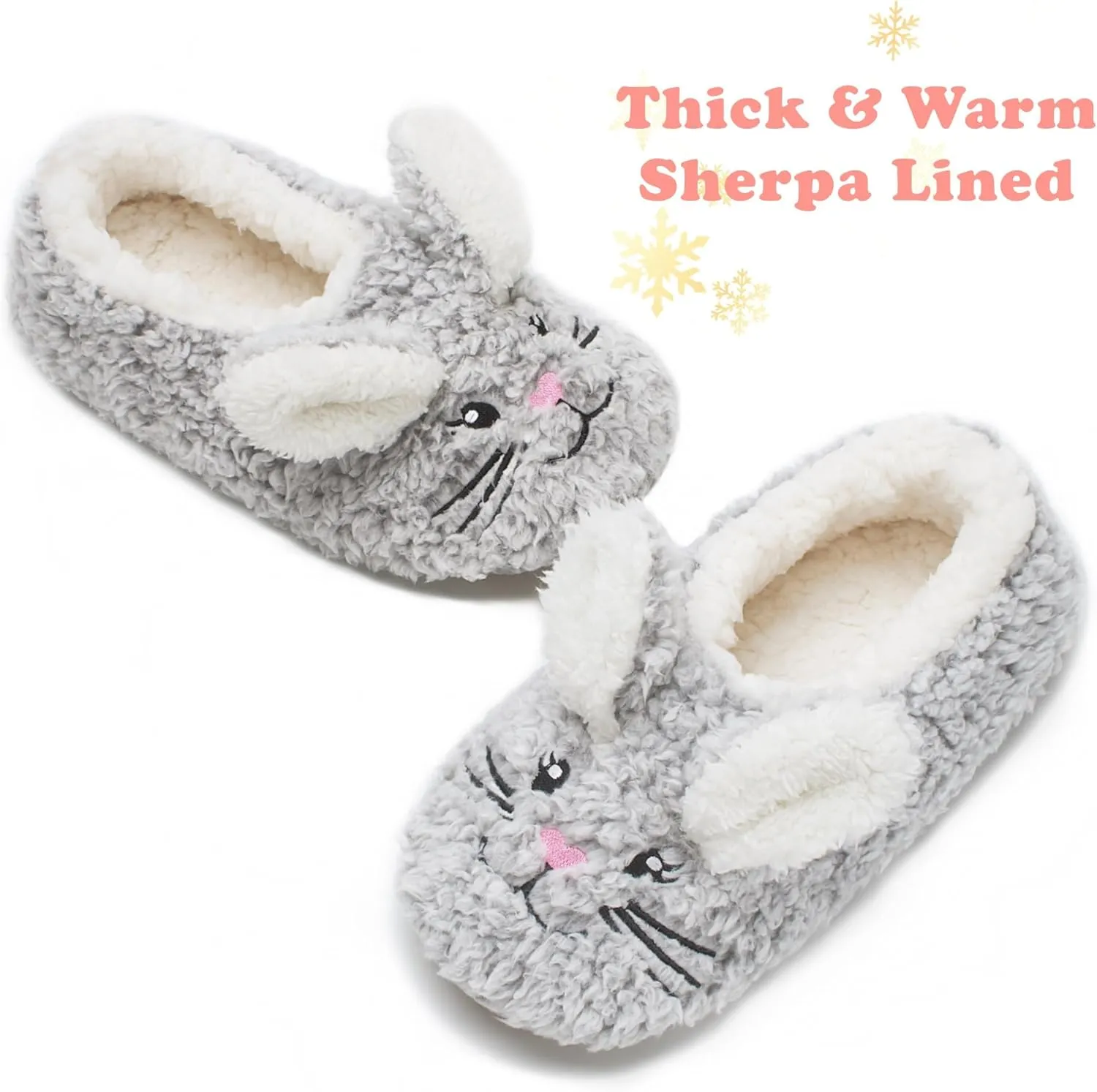 Cute Animal Slippers for Kids Girls Women, Fuzzy House Socks with Soft Anti-Skid Soles - Unique Gifts for Mom and Animal Lovers!
