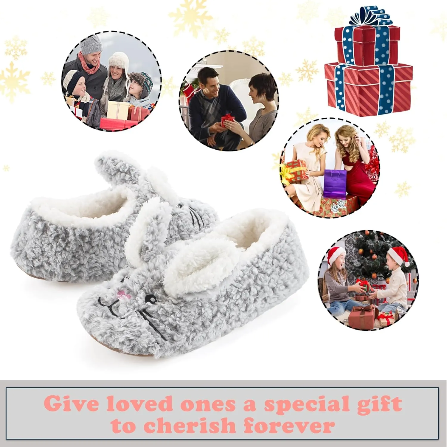 Cute Animal Slippers for Kids Girls Women, Fuzzy House Socks with Soft Anti-Skid Soles - Unique Gifts for Mom and Animal Lovers!