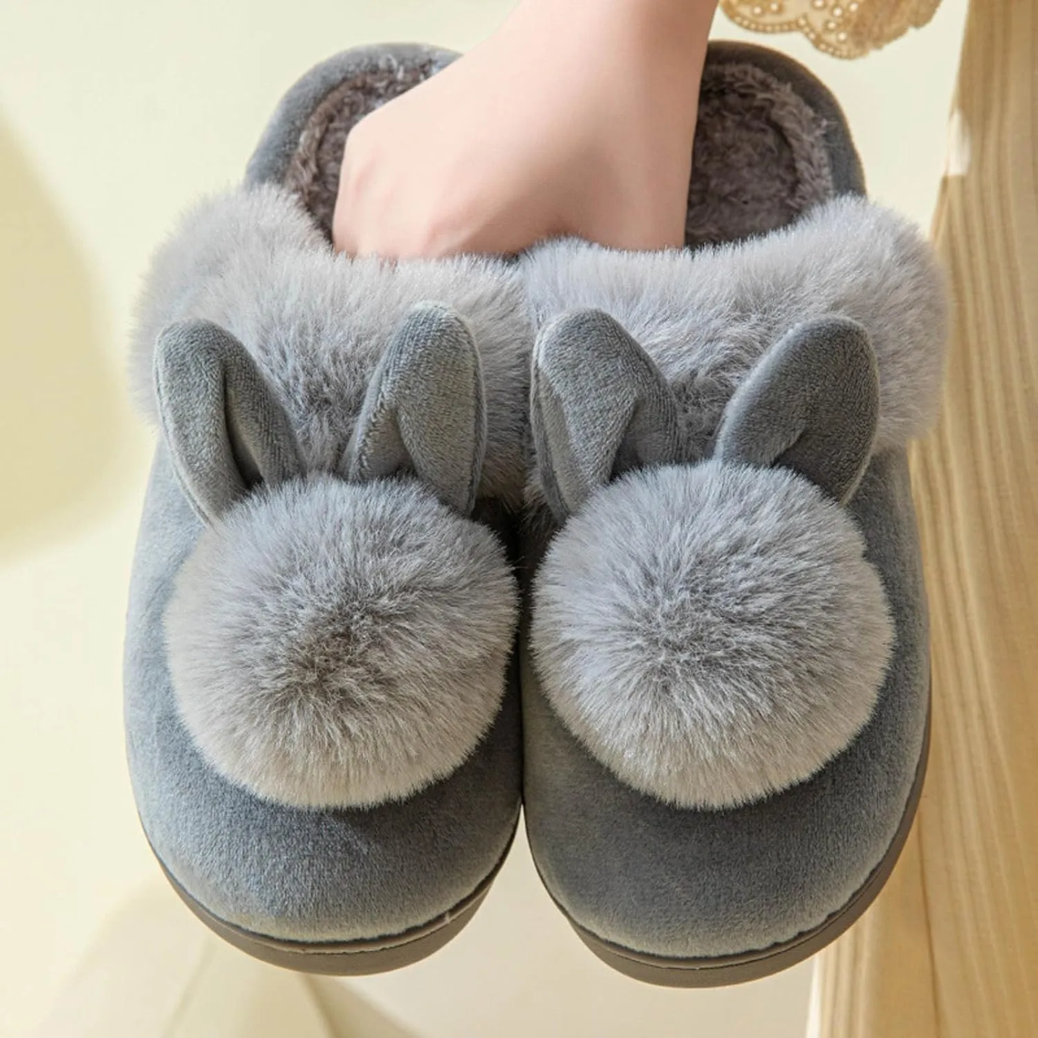 Cute Bunny Slippers for Women Home Bedroom Warm Animal Slippers Winter Indoor Fluffy Slippers Comfy Cozy Slippers