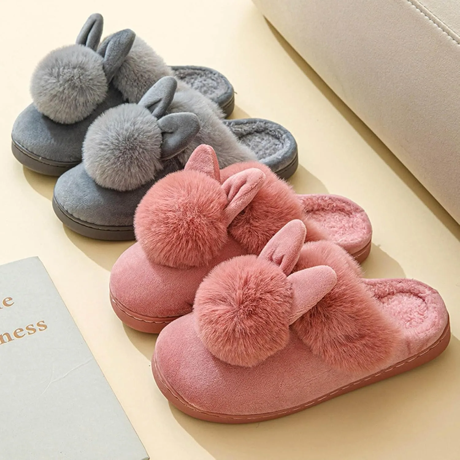 Cute Bunny Slippers for Women Home Bedroom Warm Animal Slippers Winter Indoor Fluffy Slippers Comfy Cozy Slippers