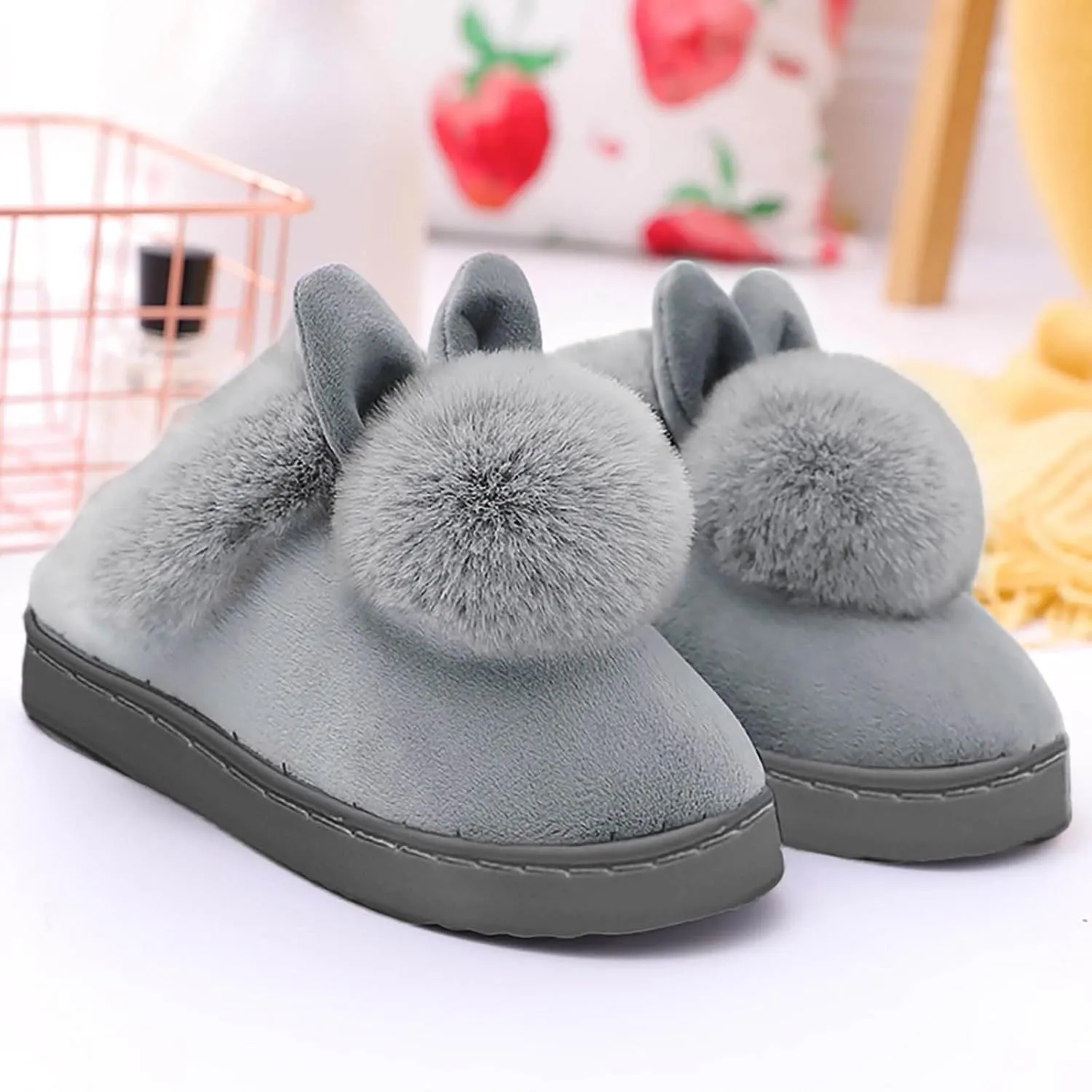 Cute Bunny Slippers for Women Home Bedroom Warm Animal Slippers Winter Indoor Fluffy Slippers Comfy Cozy Slippers