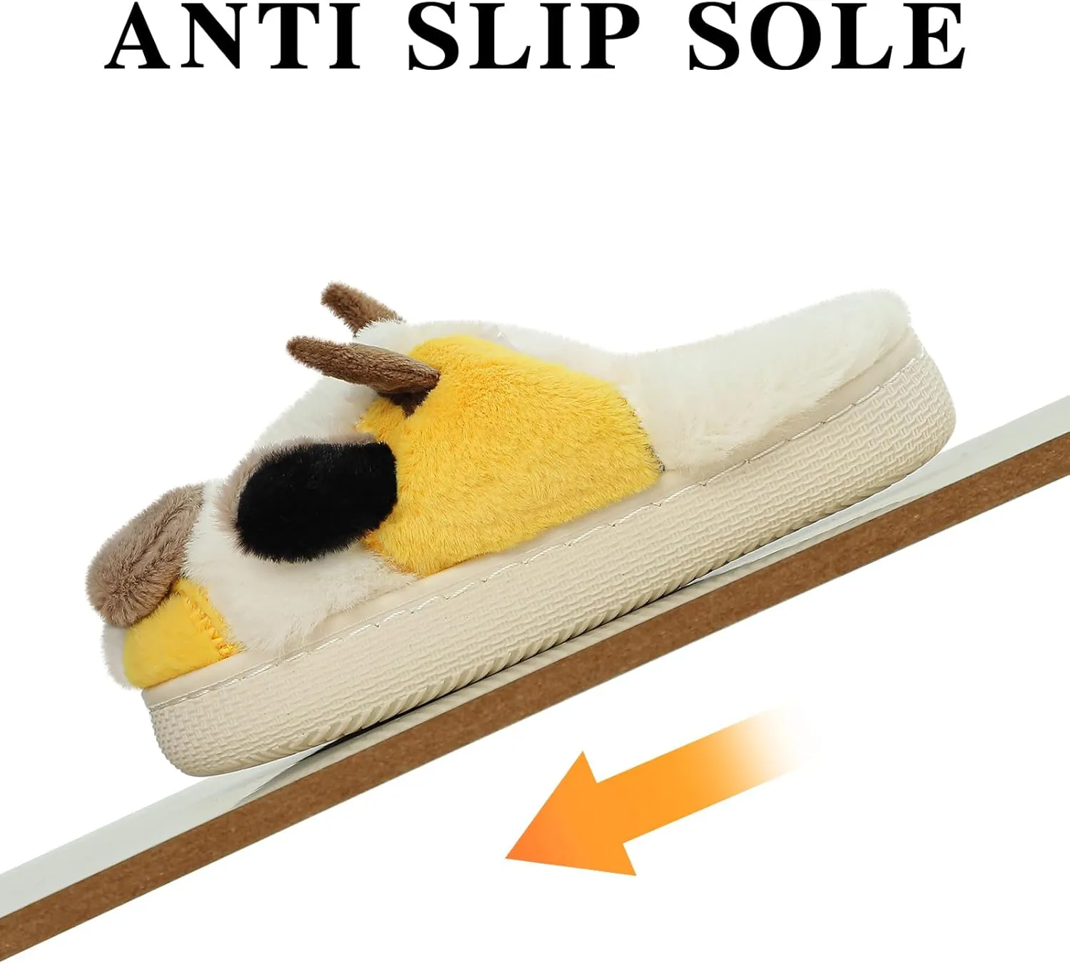 Cute Cartoon Cow Slippers for Girls Boys, Toddler Kids Animal House Slipper Warm Fuzzy Shoes with Memory Foam for Indoor Outdoor