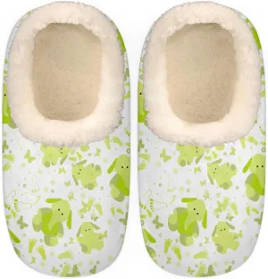 Cute Elephant Footprint Women's Slippers, Cute Animal Soft Cozy Plush Lined House Slipper Shoes Indoor Non-Slip Slippers for Women Girls Teenager
