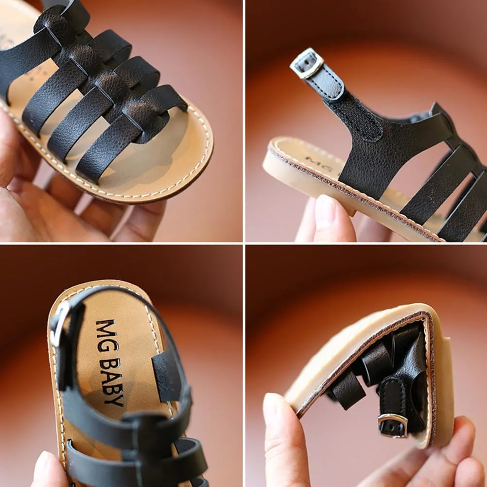 DADAWEN Girl's Summer Beach Water Sandals Soft Sole T-Strap Flat Sandal (Toddler/Little Kid)