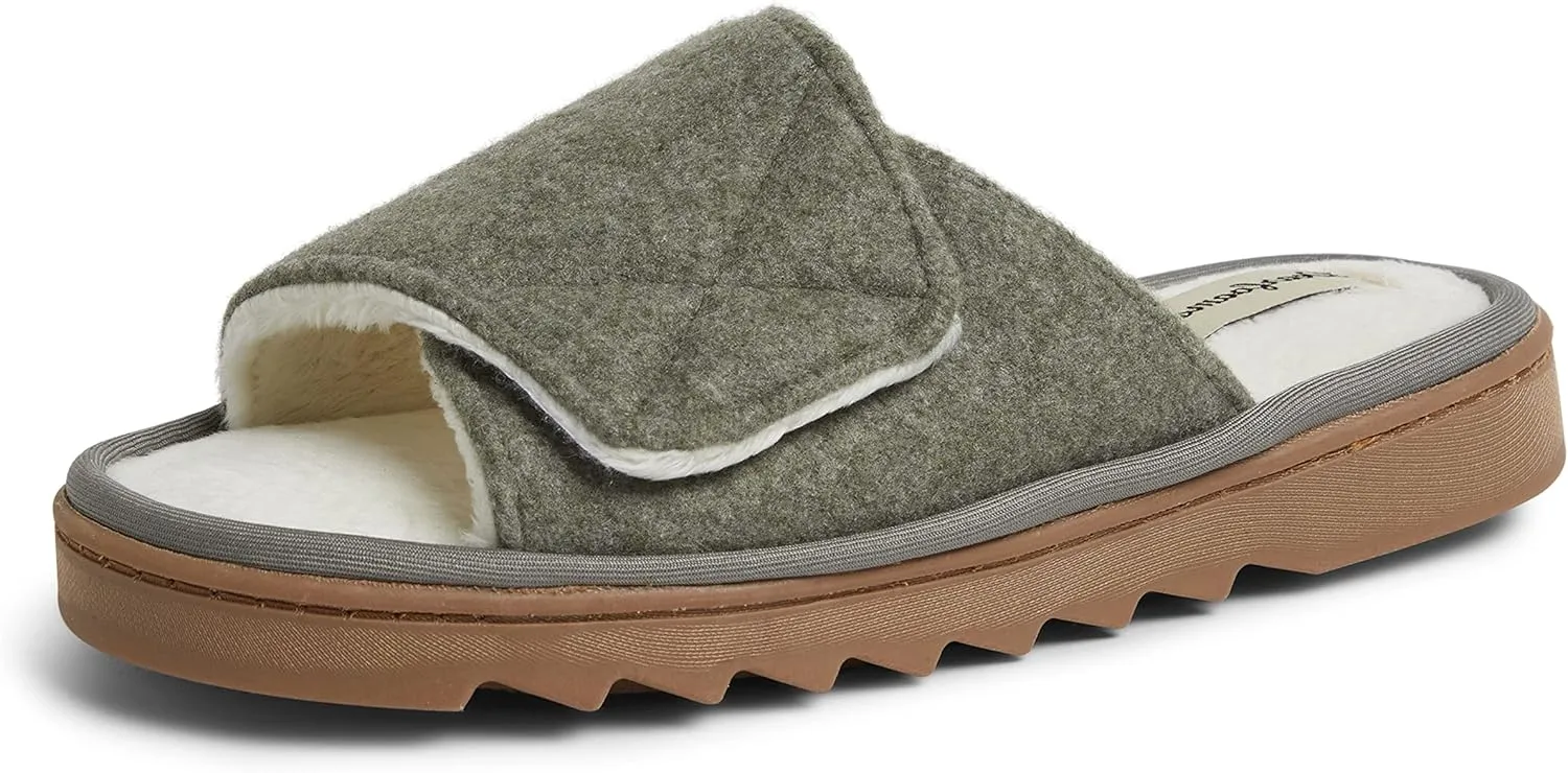 Dearfoams Women's Norma Adjustable Wool Slide Slipper