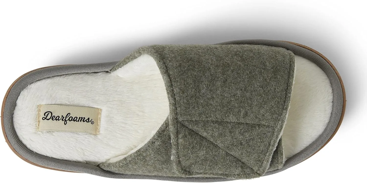 Dearfoams Women's Norma Adjustable Wool Slide Slipper