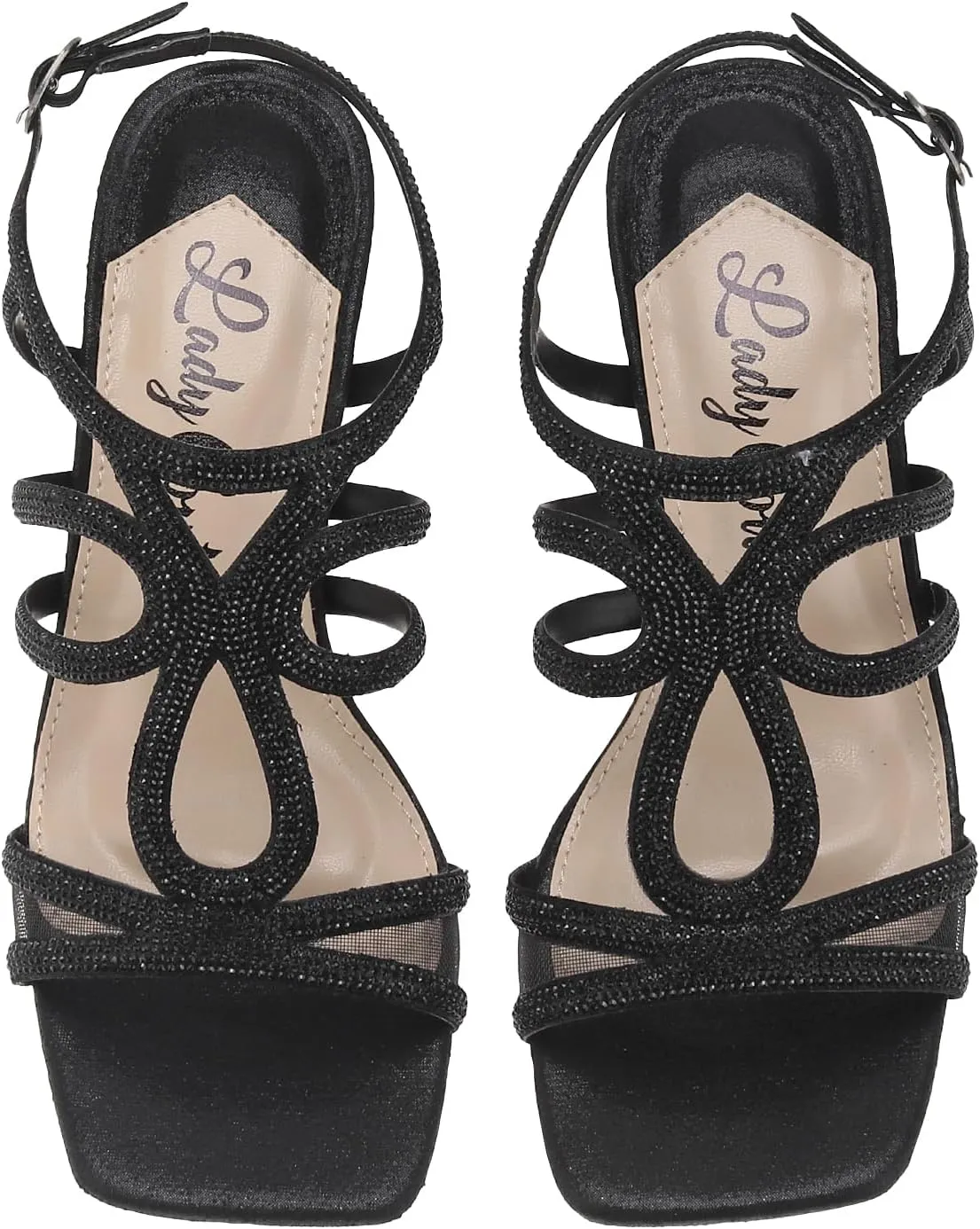 Devine Rhinestone Block Heel Dressy Sandal