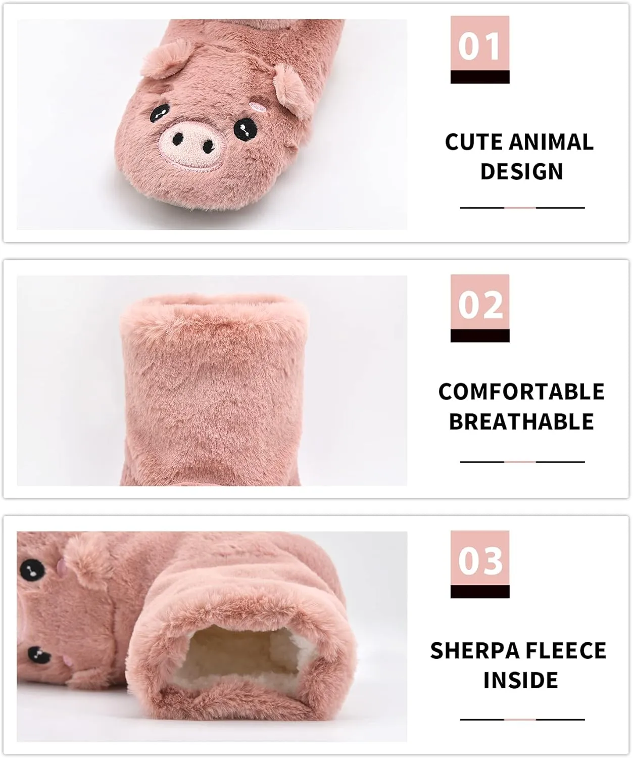 DICUIRD Animal Slipper Socks with Grippers for Women,Winter Cozy&Comfy Boot Slippers for Women