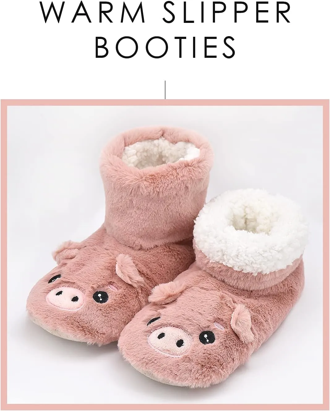 DICUIRD Animal Slipper Socks with Grippers for Women,Winter Cozy&Comfy Boot Slippers for Women