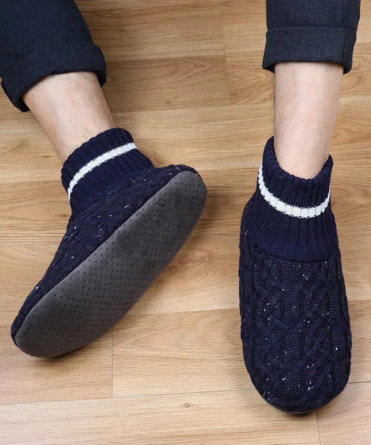 DICUIRD Men's Slippers Socks Autumn Winter Indoor Non-Skid House Slippers