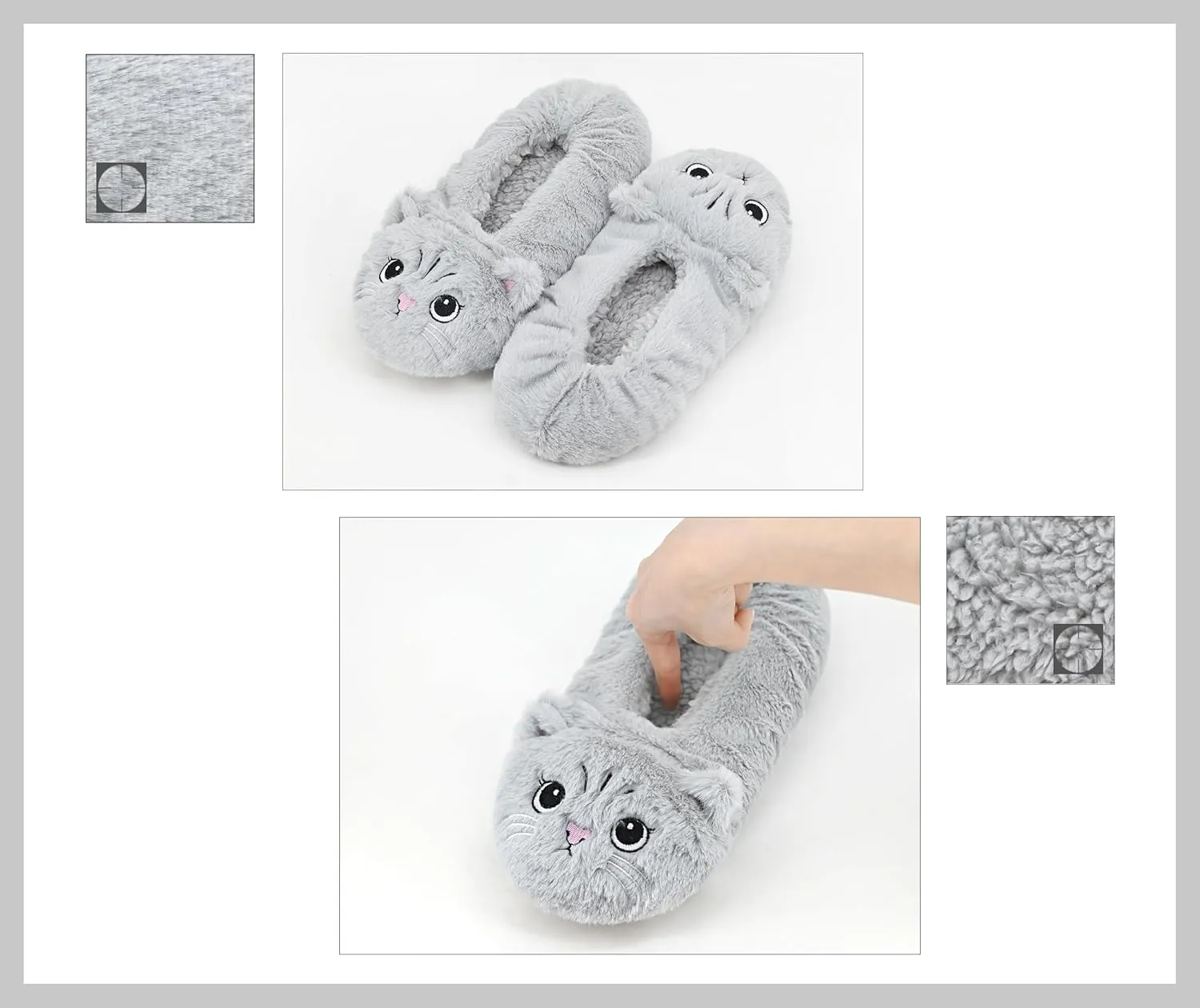 DICUIRD Womens Slipper Socks Low Cut Comfy&Warm Animal Non-skid Bedroom Slippers