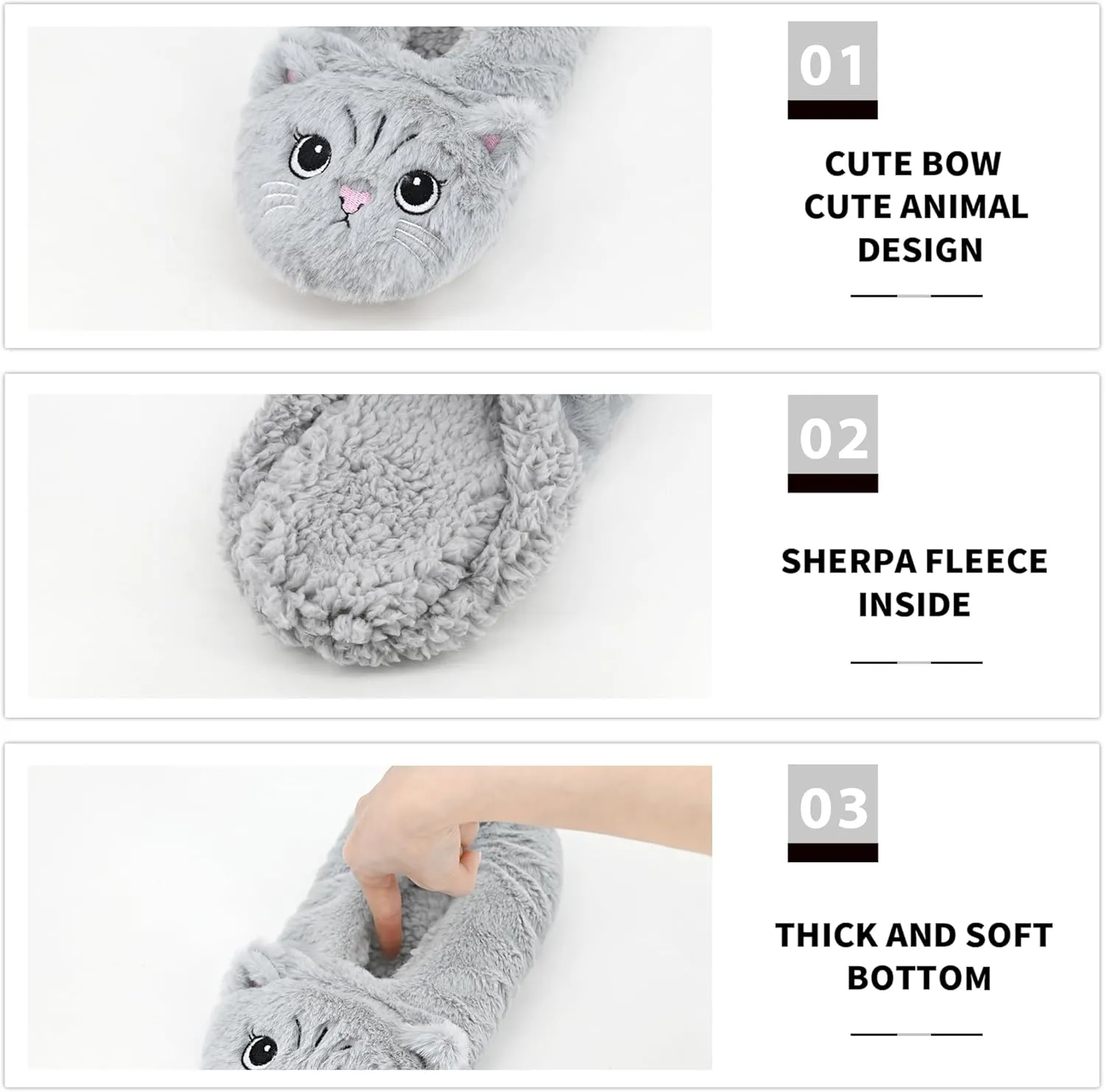 DICUIRD Womens Slipper Socks Low Cut Comfy&Warm Animal Non-skid Bedroom Slippers
