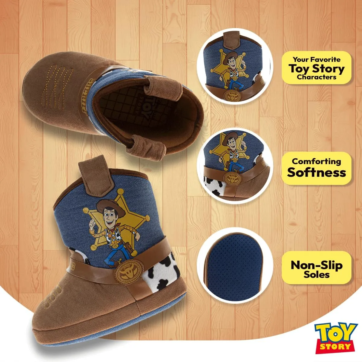 Disney Toy Story Slippers for Girls and Boys - Sheriff Woody Buzz Lightyear Warm Fluffy House Sandal Slipper (sizes: 5-10 Toddler / 11-1 Little Kids)