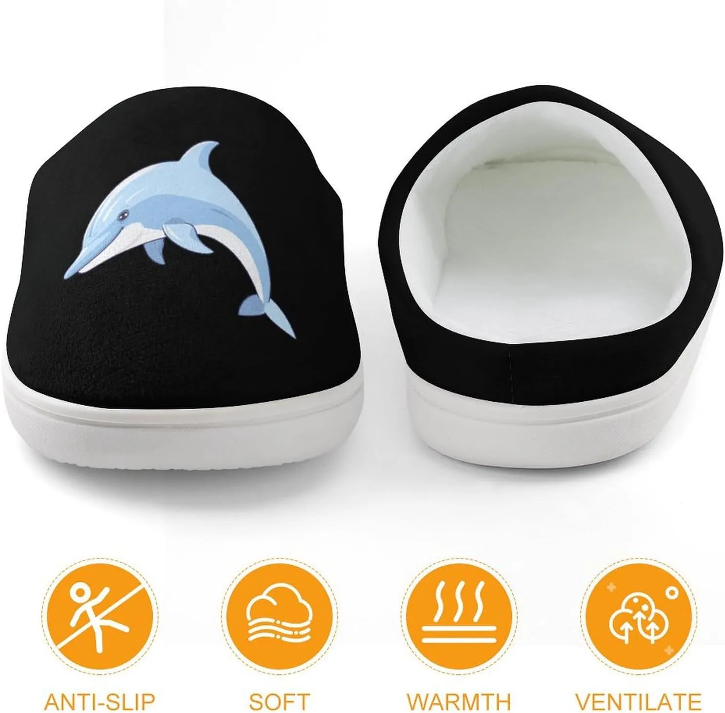 Dolphin Kids Slippers for Girls Boys Winter Warm Plush Slip On House Slippers for Indoor Outdoor