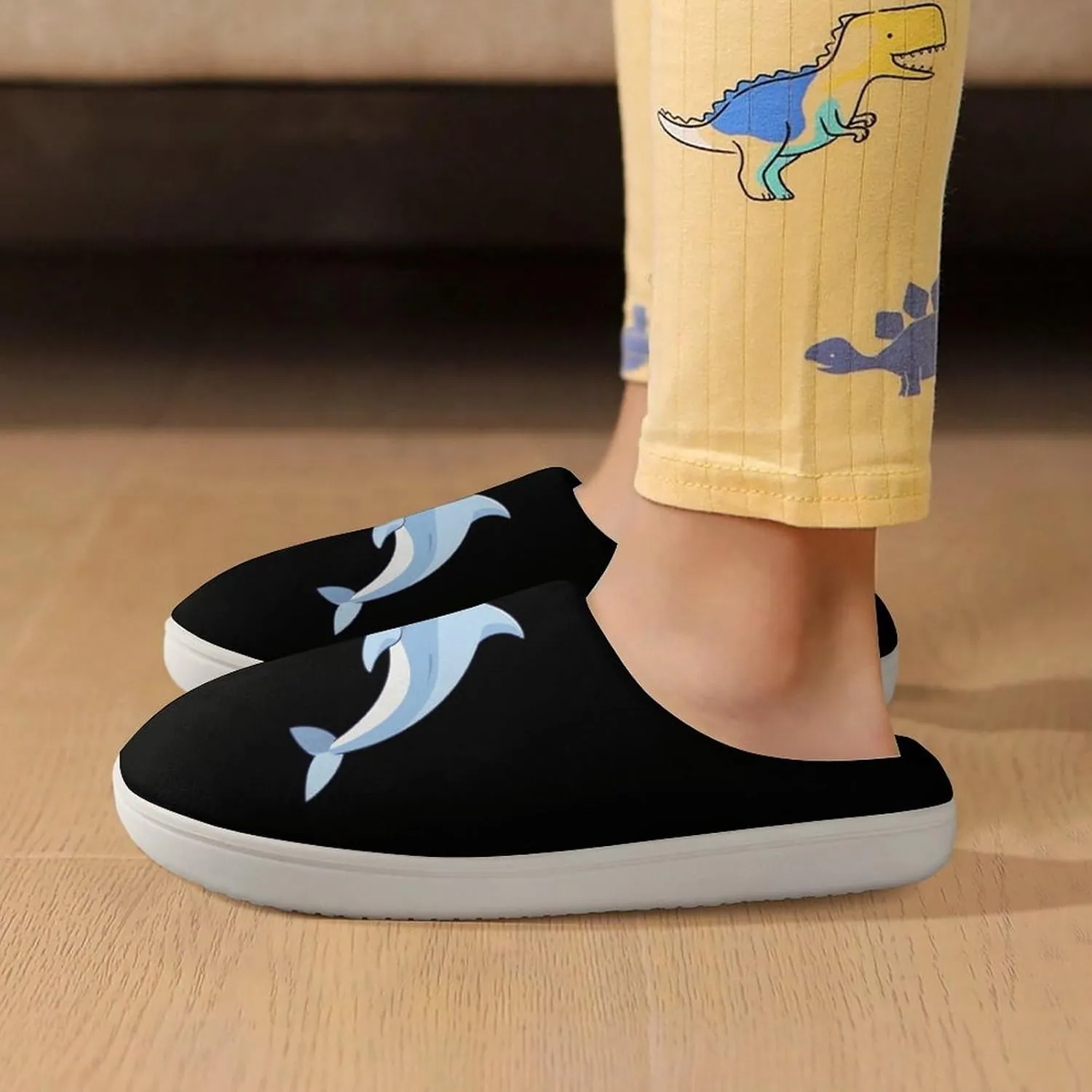 Dolphin Kids Slippers for Girls Boys Winter Warm Plush Slip On House Slippers for Indoor Outdoor