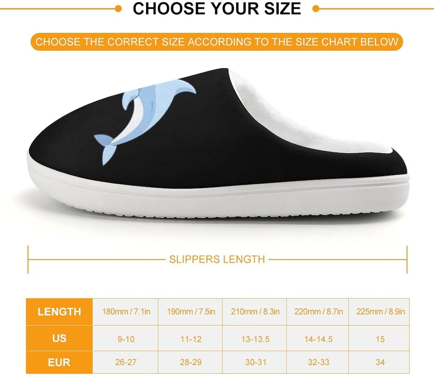 Dolphin Kids Slippers for Girls Boys Winter Warm Plush Slip On House Slippers for Indoor Outdoor