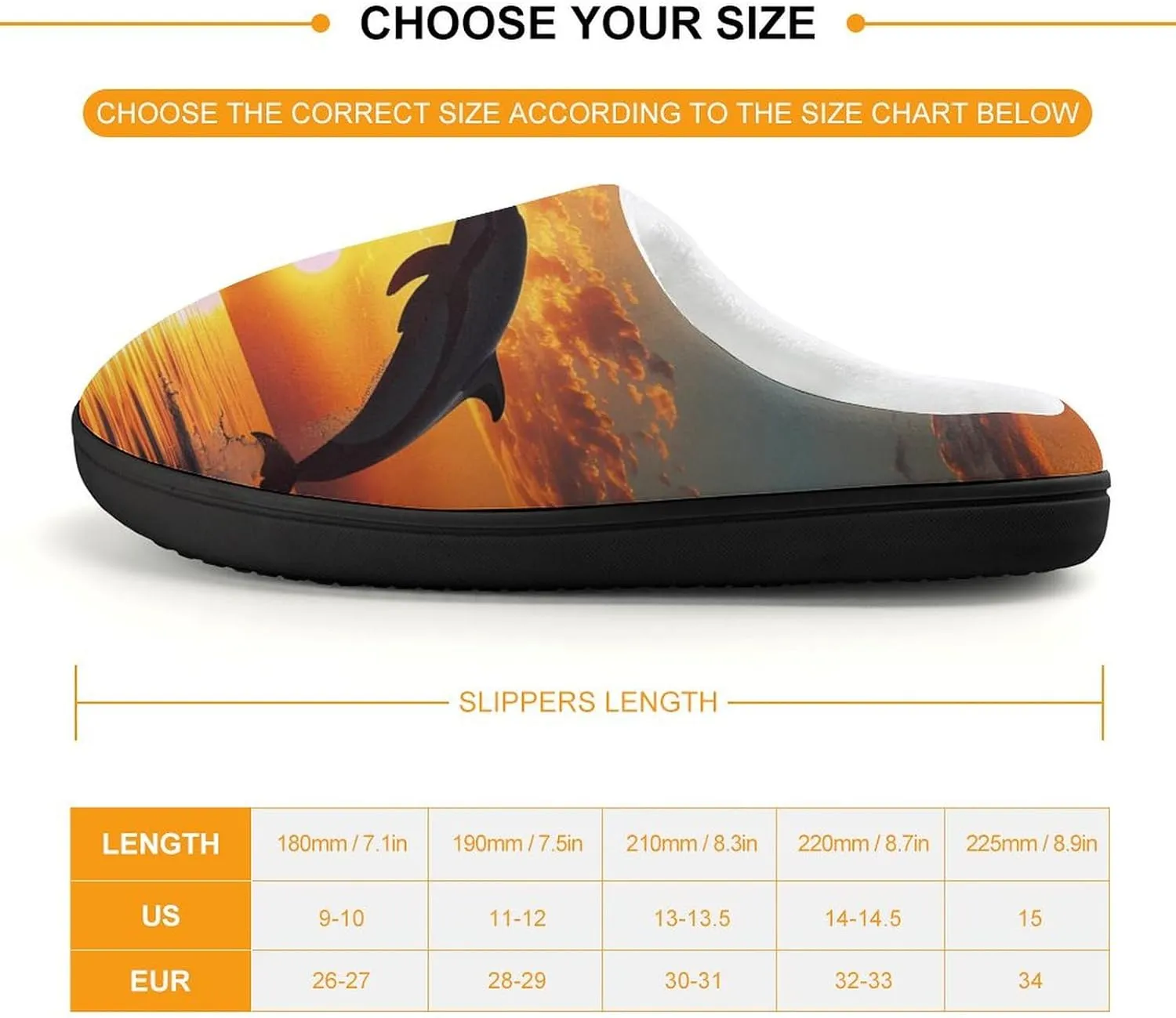 Dolphin Sunset Kids Toddler Cotton Slippers Slip-on House Shoes for Bedroom Indoor Outdoor
