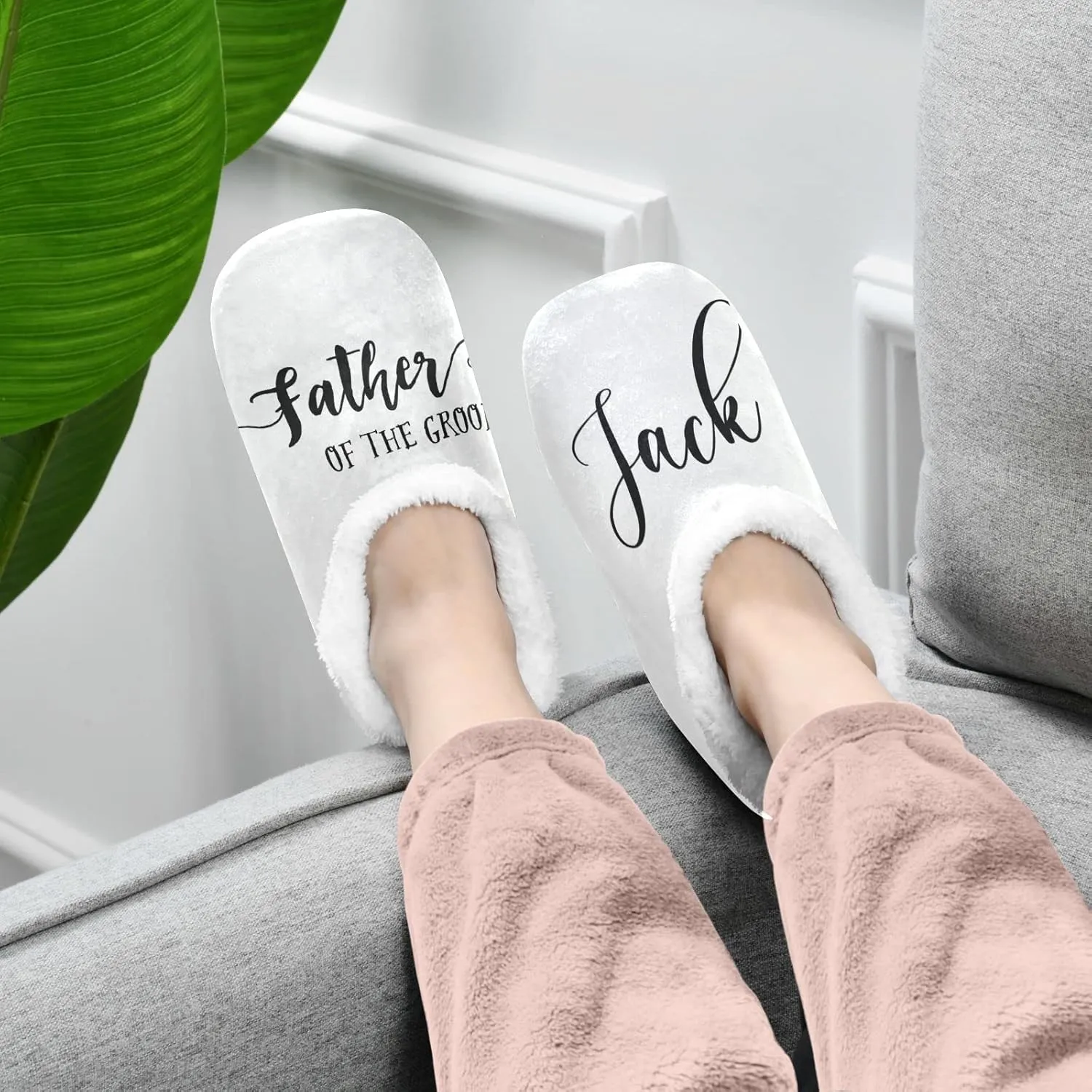 DOMIKING Bride Custom Wedding Bride Slippers Bridesmaid Personalized Bridal Warm Slippers for Bed Bedroom Indoor Guest M