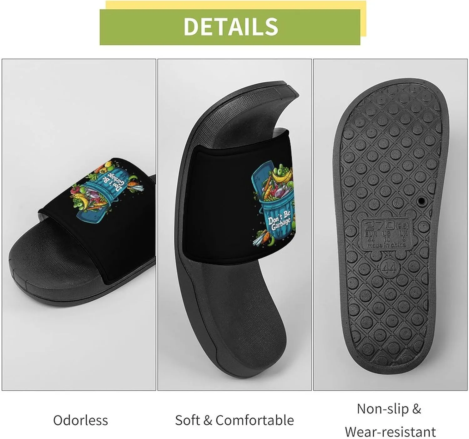 Don't Be Garbage Fashion Womens And Mens Slippers House Shower Shoes Indoor Outdoor Beach