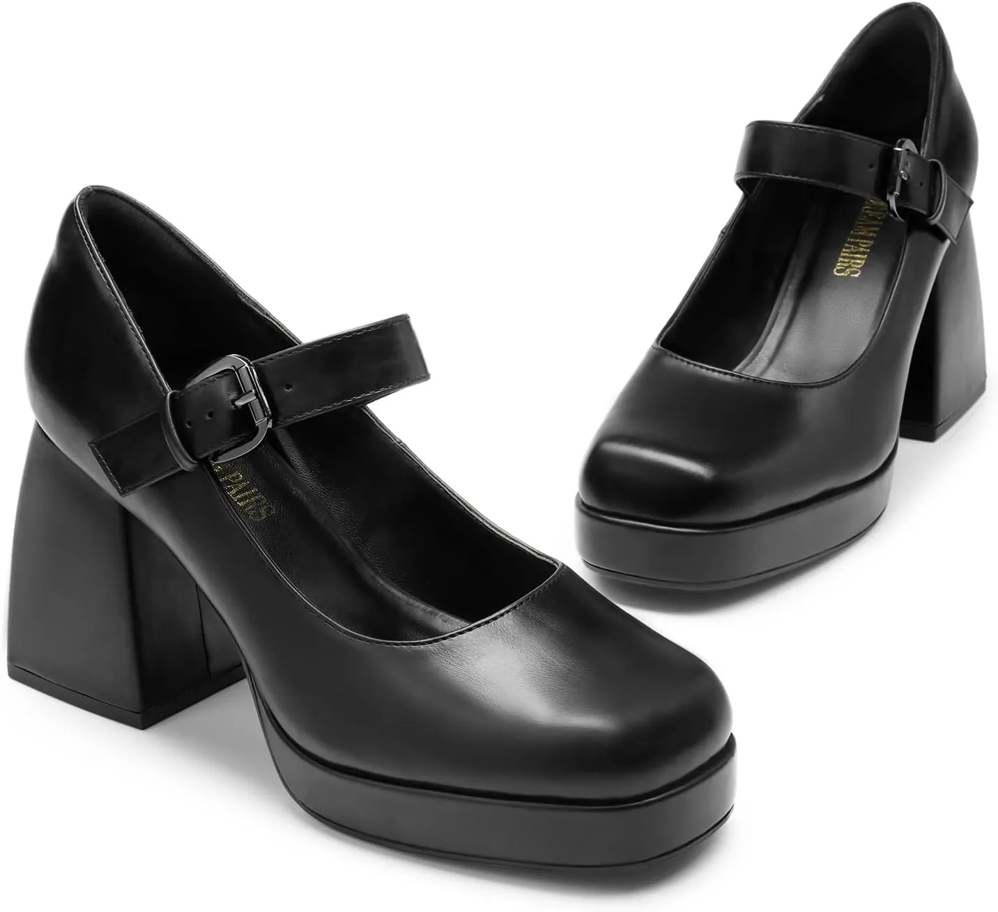 DREAM PAIRS Women's High Chunky Platform Closed Toe Mary Jane Block Heels Square Toe Strappy Dress Wedding Party Pumps Shoes
