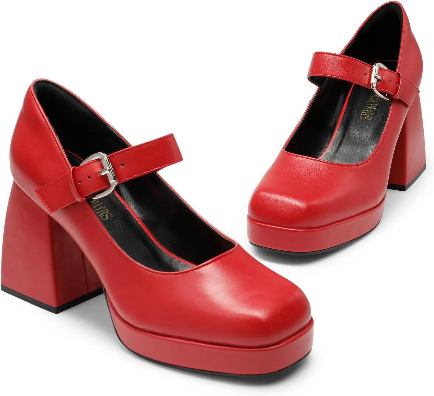 DREAM PAIRS Women's High Chunky Platform Closed Toe Mary Jane Block Heels Square Toe Strappy Dress Wedding Party Pumps Shoes