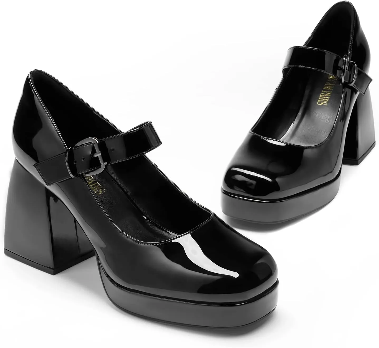 DREAM PAIRS Women's High Chunky Platform Closed Toe Mary Jane Block Heels Square Toe Strappy Dress Wedding Party Pumps Shoes
