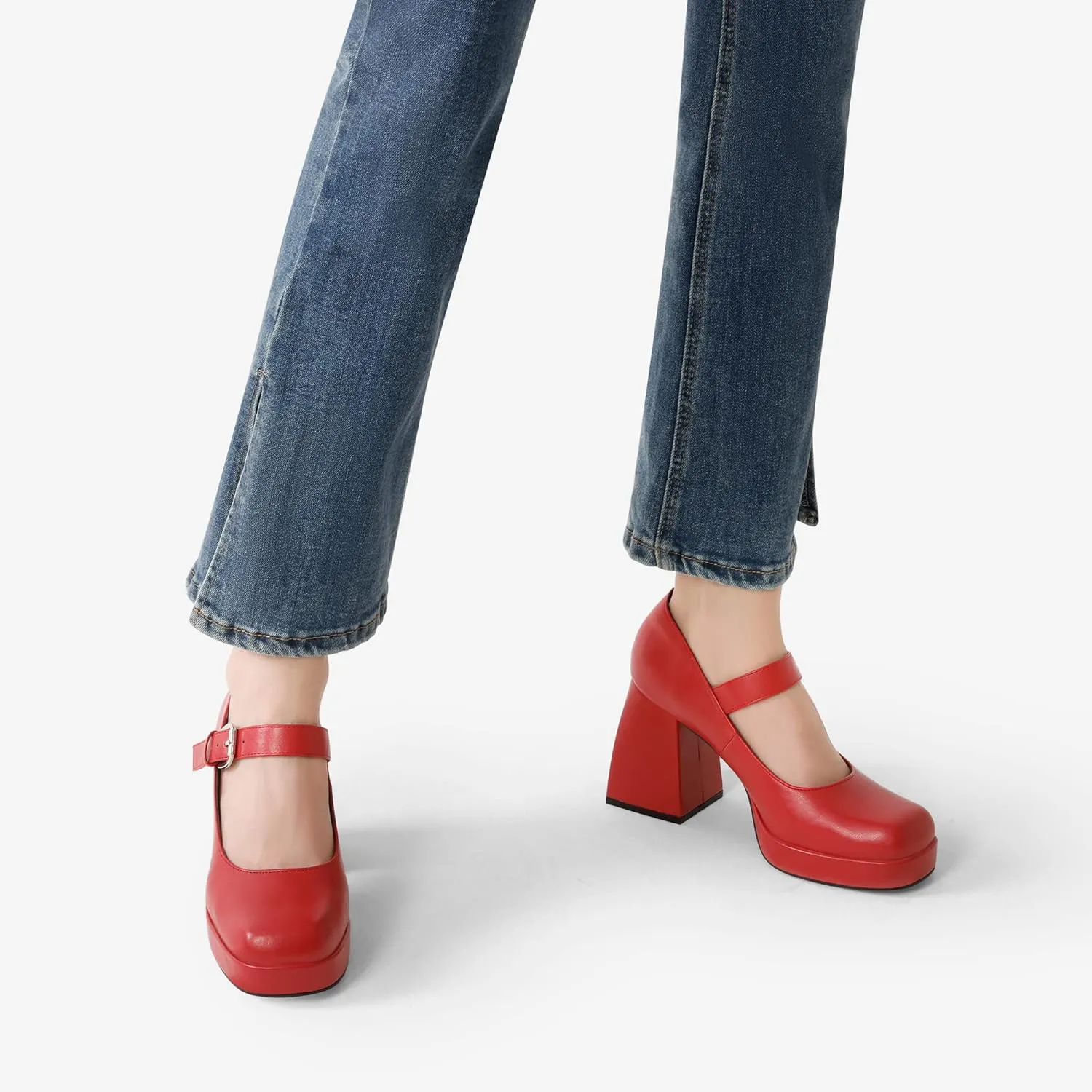 DREAM PAIRS Women's High Chunky Platform Closed Toe Mary Jane Block Heels Square Toe Strappy Dress Wedding Party Pumps Shoes