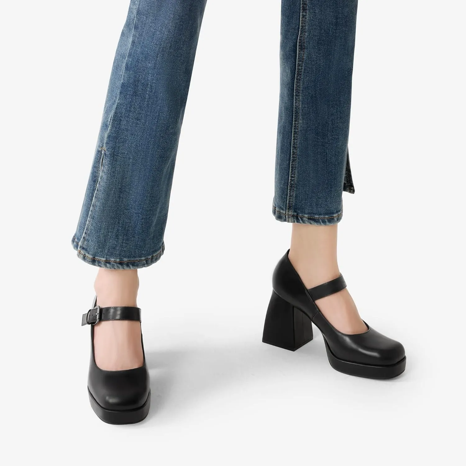 DREAM PAIRS Women's High Chunky Platform Closed Toe Mary Jane Block Heels Square Toe Strappy Dress Wedding Party Pumps Shoes