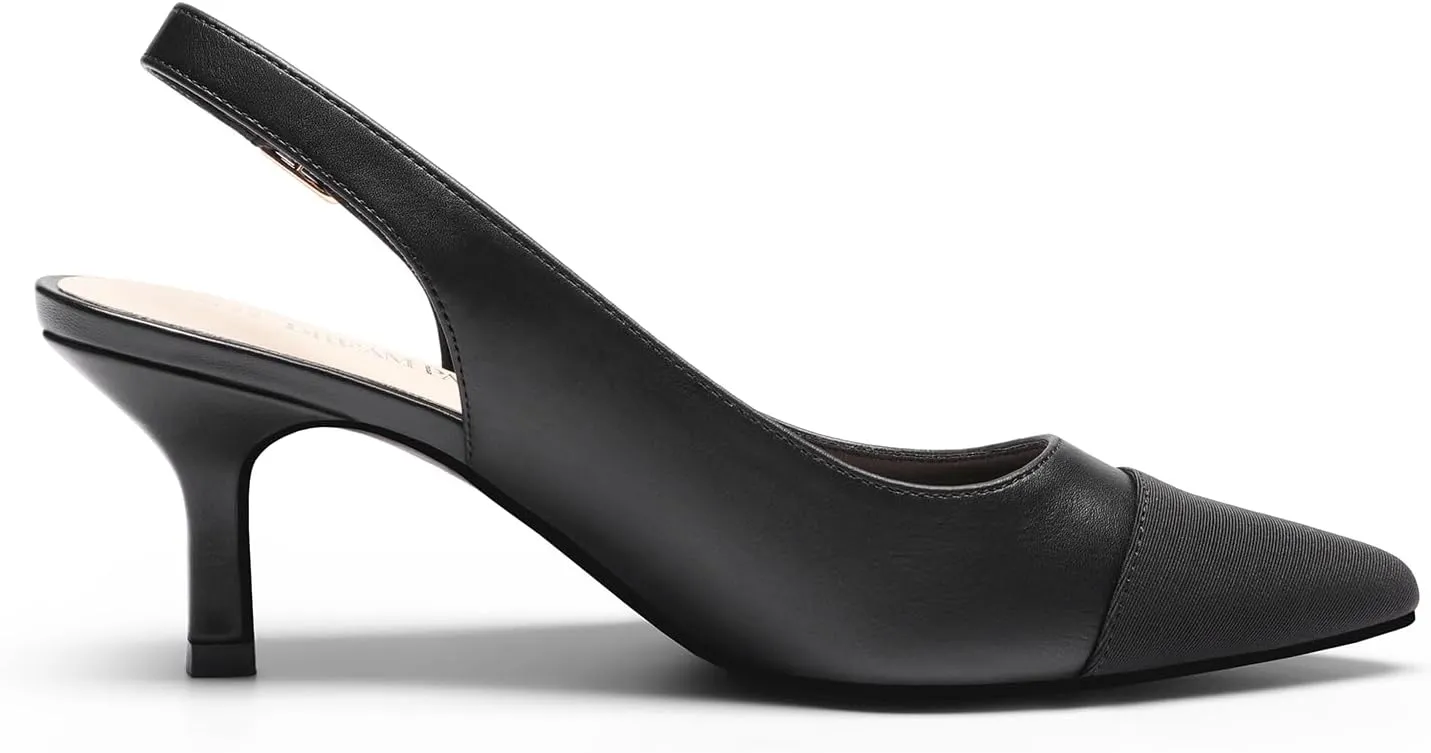 DREAM PAIRS Women's Kitten Heels Slingback Closed Pointed Toe Low Pumps Shoes Women Party Wedding Sexy Casual Dress Shoes